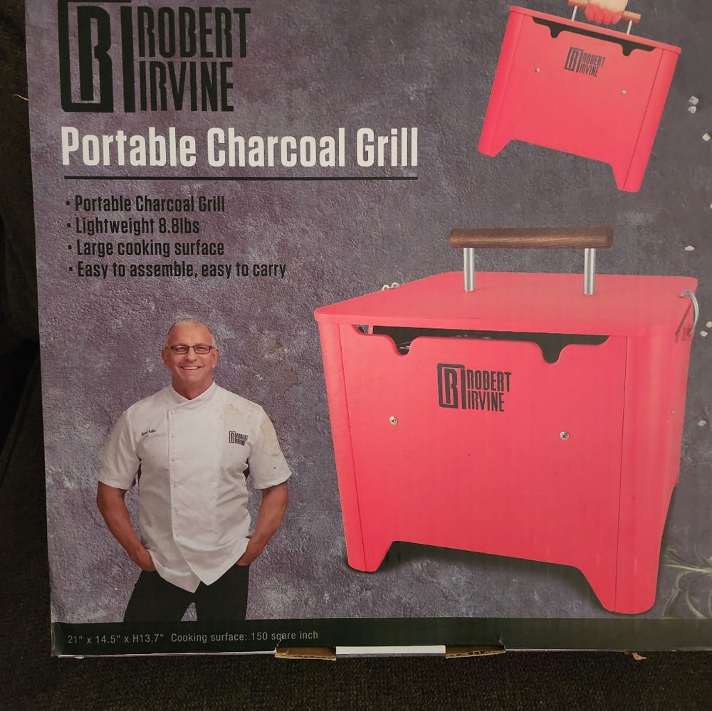 Robert Irvine Red Portable Charcoal Grill